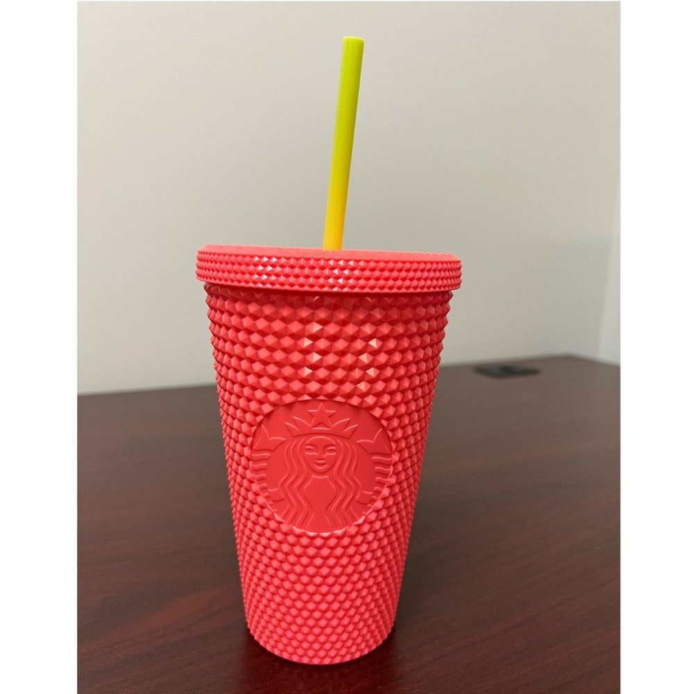 Starbucks Red Textured Tumbler with Yellow Straw